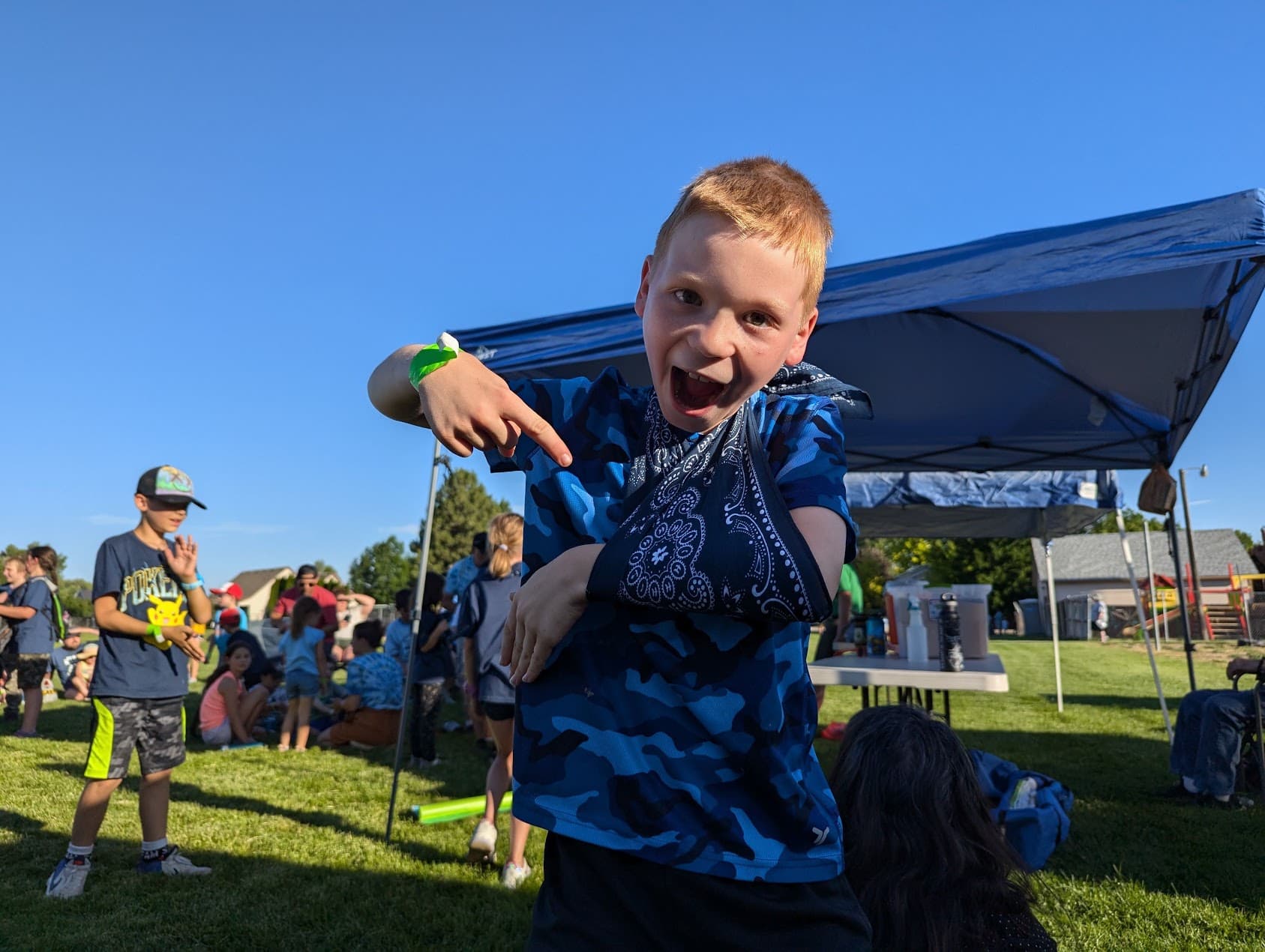 Cub Scouts enjoying time together outdoors.